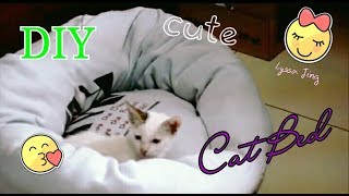 DIY CAT BED from old sweatshirt  how to  CHEAP  EASY  FAST [upl. by Ranique]