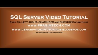 LEFT RIGHT CHARINDEX and SUBSTRING functions in sql server Part 23 [upl. by Irisa]