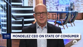 Mondelez CEO Consumers feel much better about the economy [upl. by Enelyk656]