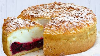 Cherry pie with CHEESECAKE taste This cake melts in your mouth Simple and very tasty [upl. by Ynamad]