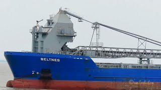 bulk carrier Beltnes IMO 9432206 inbound Emden pilot boarding self unloader Selbstlöscher [upl. by Maxi]