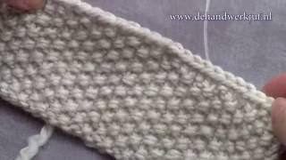 Breien basissteken Gerstekorrel  Knit Seed stitch [upl. by Nosreve546]