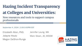 Incident Transparency at Colleges and Universities  National Hazing Awareness Week 2024 [upl. by Tallula]