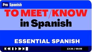 Learn Spanish To MeetKnow  CONOCER  3 Tenses [upl. by Silyhp460]