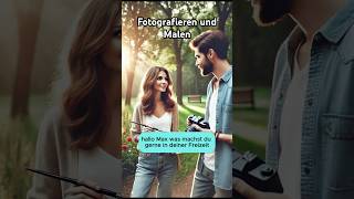 🎨 Fotografieren und Malen – Ein einfacher Dialog auf Deutsch A1A2 📸 shorts deutschlernen [upl. by Asikal]