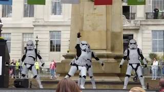 Boogie Storm  Tour de Yorkshire 2018  Stage 2 Barnsley start  Dancing Storm Troopers 040518 [upl. by Inimak]