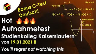 Mathe Aufnahmetest Studienkolleg Kaiserslautern  19012021 [upl. by Nue]