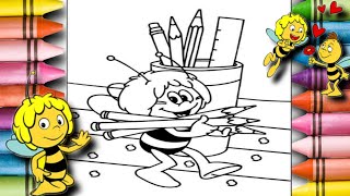 Maya the bee 🐝 cartoon  Bee drawing 🎨 🖌️  Colouring Craft 🌈 ✨ by ‎Colouringday [upl. by Wallack]