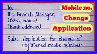 Application for change mobile number in bank account Mobile number change karne ke liye application [upl. by Corvin]