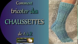 TRICOT Comment tricoter des CHAUSSETTES modèle complet 🐑 [upl. by Lawrence]