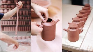 How I Make a Pottery Teapots Handle Shorts [upl. by Lindemann677]