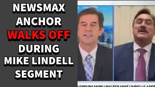 Bizarre Newsmax Segment In Which The Anchor Walks Off Set During Interview With Mike Lindell [upl. by Egedan]