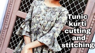 Stylish tunic top cutting and stitchingGathered top cutting and stitchingGirls top cutting ampstitch [upl. by Waldo]