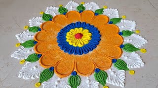 Easy and Simple Colourful Rangoli rangoli [upl. by Akiv650]