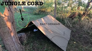 Military Surplus Overnight Using Jungle Cord And East German Half Shelters [upl. by Haidadej]