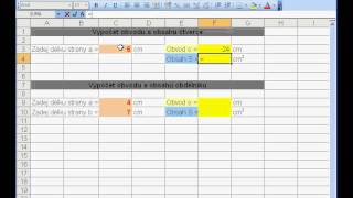 Vzorce v Excelu  Výpočet obsahu čtverce [upl. by Maiocco503]
