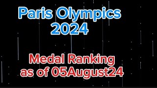 2024 PARIS OLYMPICS MEDAL TALLY as of 05 August 2024 MEDAL RANKING [upl. by Ivers]