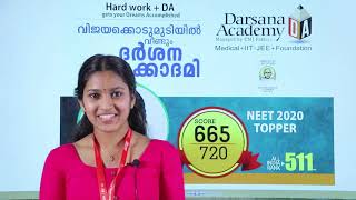 TOPPERS TALK  NEET TOPPER 2020 DARSANA ACADEMY [upl. by Alyn]