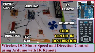 Wireless DC Motor Speed and Direction Control using Arduino with IR Remote [upl. by Gati]