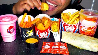 ASMR wendys vs taco bell chicken nuggets burrito frosty nacho cheese fries mukbang jerry eatingshow [upl. by Anitnuahs]