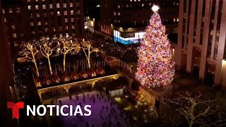 El árbol de Navidad de Rockefeller Center adorna la ciudad de Nueva York [upl. by Bowlds]