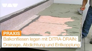 Balkonaufbau Fliesen legen mit Drainage Abdichtung und Entkopplung [upl. by Chemash]