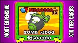 THE MOST EXPENSIVE CARD EVER  x1000 SHADOW ZOMG Bloons TD Battles x10 Cards HackMod BTD Battles [upl. by Leisha806]