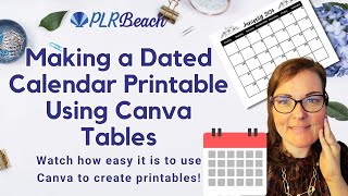 How to Make a Dated Calendar Printable Using Canva Tables 2023  Crafty Becky Tutorials [upl. by Atined]