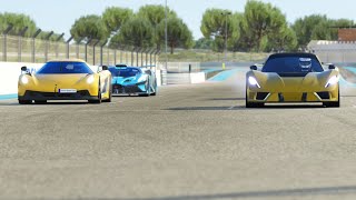 Bugatti Bolide vs Koenigsegg Jesko Absolut vs Hennessey Venom F5 vs Devel Sixteen at Paul Ricard [upl. by Stig]