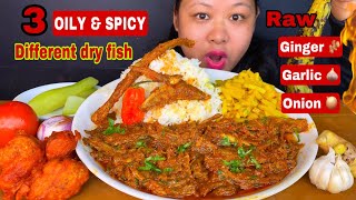 OILY amp SPICY 🔥LOT’S OF SALTY DRY FISH GRAVY RAW GINGER GARLIC amp ONION  SPICY FISH CURRY MUKBANG [upl. by Nimref]