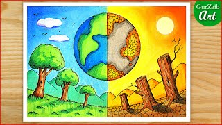 How to Draw Save Environment Save Earth Easy Drawing  World Environment Day Poster [upl. by Ressay266]