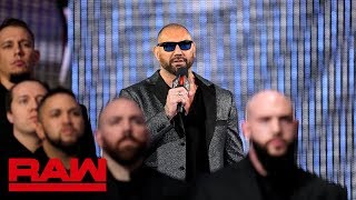 Triple H and Batista agree to a No Holds Barred Match at WrestleMania Raw March 11 2019 [upl. by Akselav]