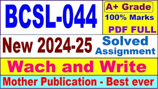 BCSL 044 solved assignment 202425 in English  bcsl 044 solved assignment 2025  bcsl44 202425 [upl. by Swain]