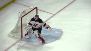 Cory Schneider warms up during the Devils  Senators hockey game [upl. by Acihsay305]