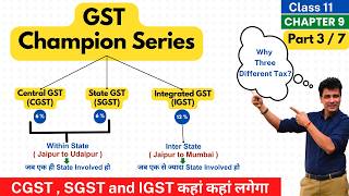 CGST SGST and IGST क्या है GST Champion Series  Goods amp Services Tax  Class 11 Accounts  Part 3 [upl. by Aicarg757]