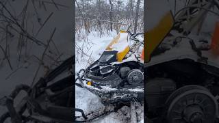 Winching frozen snowmobile out of swamp [upl. by Klarrisa]