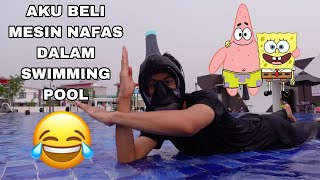 AKU BELI MESIN BERNAFAS DALAM AIR 😂 MANDI SWIMMING POOL RUMAH AKIDDOS 😍 [upl. by Gusta]