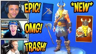 STREAMERS REACT TO NEW quotMAGNUSquot VIKING SKIN  FOREBEARER AXE LEGENDARY Fortnite FUNNY Moments [upl. by Aelat]