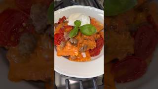 Creamy Burrata Ravioli Recipe with Cherry Tomatoes and Sausage Easy Dinner [upl. by Anenahs272]