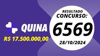 Quina Resultado Concurso 6569 28102024 quina quina6569quinaresultado6569 [upl. by Joashus725]