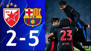 Barcelona vs Red Star full match review Goal Raphinha Lewandoski Yamal kunde [upl. by Goldia934]