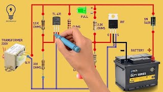 A Simple Battery Charger Circuit Diagram for 12V BatteryAuto cut of 12 volt battery charger circuit [upl. by Flosi]