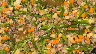 Green beans carrots  potatoes with ground beef [upl. by Edak]