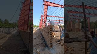 Brick work  Girders amp Z purlins installation amp steel work  Pakistan constructionlife shorts [upl. by Anawaj699]