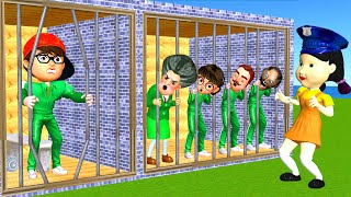 Scary Teacher 3D vs Squid Game  Help Miss T and 4 Neighbors Escape Prison 5 Times Challenge [upl. by Maxantia]