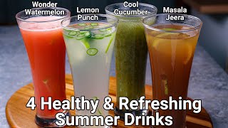 4 Refreshing Summer Drinks Recipes  Lemon Punch Wonder Melon Masala Jeera Cucumber Coolant [upl. by Thordis]