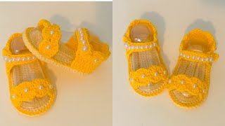 Sandalias para bebe tejidas a crochet  3 a 6 meses  paso a paso  PATRÓN DE CROCHET [upl. by Ocinom]