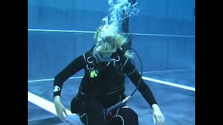 Female Diver is Diving with Body Glove Neoprene Wetsuit and Interspiro Full Face Mask in Pool [upl. by Esma]