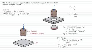 115 SHEAR STRESS  Punching hole in a plate [upl. by Anabelle748]