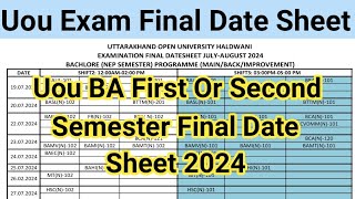 Uou BA First Or Second Semester Final Date Sheet 2024  Uou Exam Date Sheet 2024  Uou Assignment [upl. by Dolley]